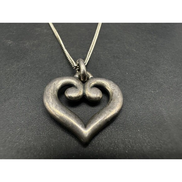 JAMES AVERY Sterling Silver Heart Scroll Pendant on Chain Necklace 18” - Picture 4 of 8